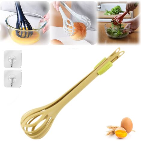 Pinces alimentaires et fouet, fouet multifonctionnel créatif, fouet à main, pince à pain, outil de cuisine domestique multifonctionnel pour saisir et (1/5)