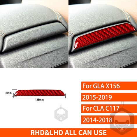 (Rouge) Compatible avec Mercedes-Benz CLA C117 2014-2018 et GLA X156 2015-2019 - Garniture de bandeau arrière d'accoudoir central en fibre de carbone - Accessoires auto (1/5)