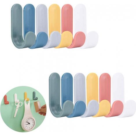 Crochets Muraux Auto Adhésifs en Créatifs Mignons Forme de J P 12 Pièces Plastique (1/4)