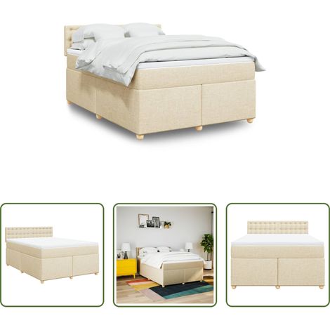 Matratze -  Boxspringbett mit Matratze Creme 160x200 cm Stoff (1/5)