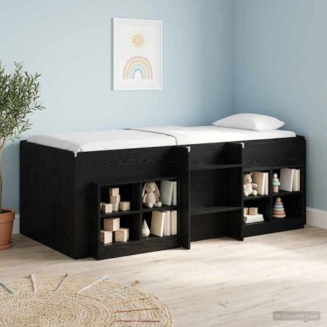 vidaXL Hochbett für Kinder Schwarze Eiche 98,5 x 200 cm Holzwerkstoff (1/5)