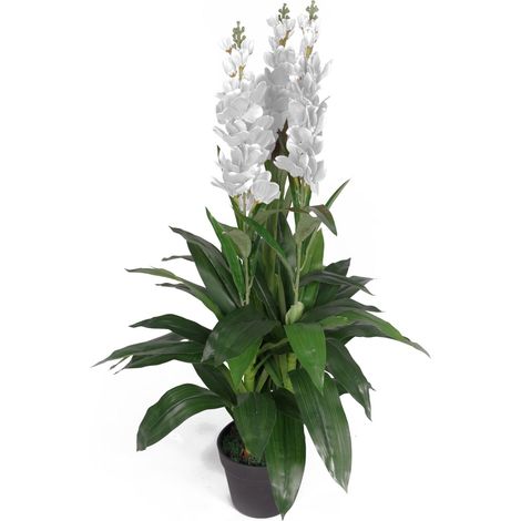 100cm Artificial Cymbidium Orchid Plant - Extra Large - White Flowers (1/5)