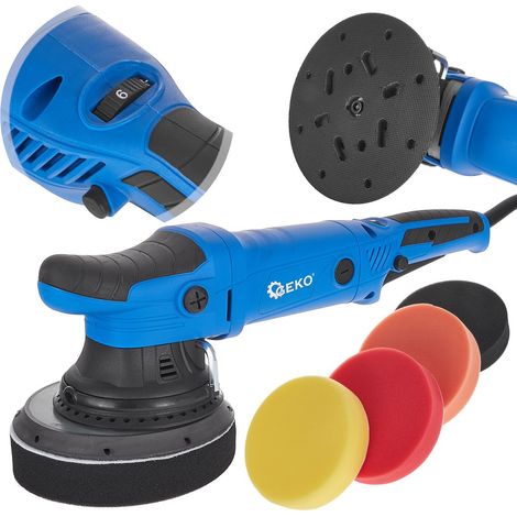 Polisseuse de voiture double action avec réglage 150 mm geko premium + jeu de 4 éponges (4) (1/5)