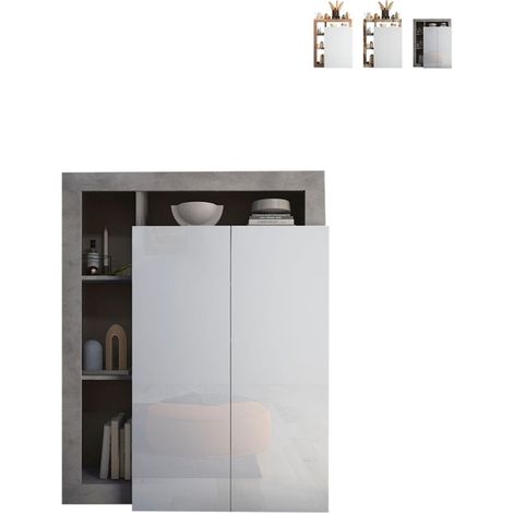 Buffet moderne pour salon 2 portes 5 compartiments Delma - Gris (1/5)
