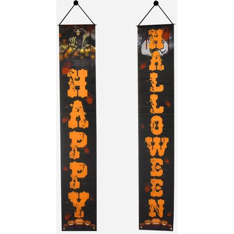 2 pcs Couple Halloween Bannière, Halloween Bannière Décoration Extérieure, Bannière, Halloween Porche Signe, Maison, Porte D entrée, Jardin, Patio (1/4)