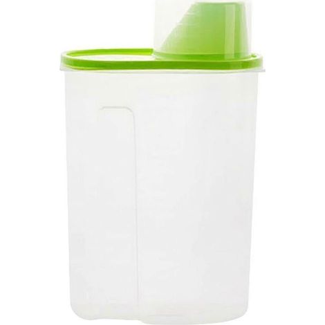 Boîte à céréales avec bec verseur et verre doseur, en plastique transparent, hermétique et étanche, idéale pour conserver le riz et les céréales. (1/2)