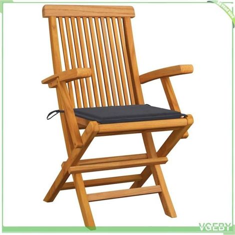 Chaises de jardin - FAFEICY - 3062487 - Pliantes - Teck massif - Coussins anthracite (1/5)