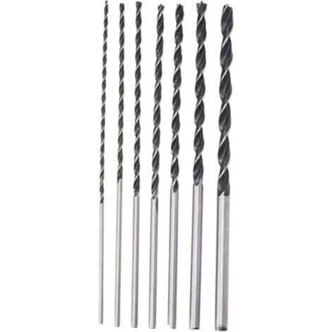Brocas extralargas plateadas (7 unidades, 4 mm, 5 mm, 6 mm, 7 mm, 8 mm, 10 mm, 12 mm x 300 mm), para madera, 1 V (1/4)