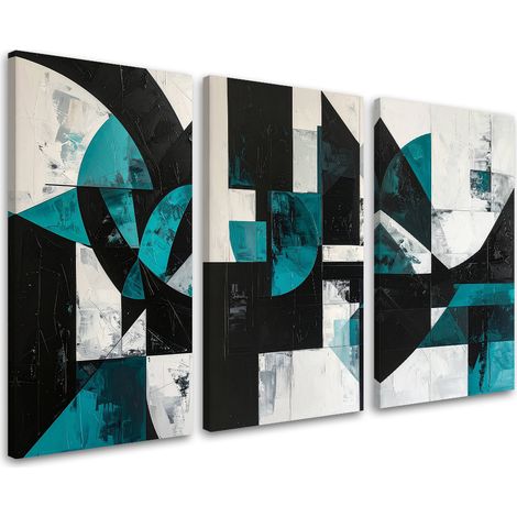 Tableaux sur toile lot  Abstraction turquoise 3 x 20x40