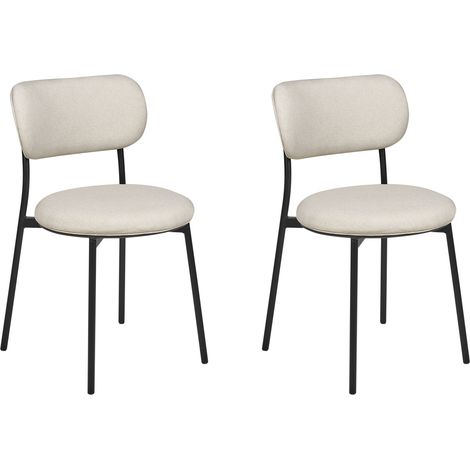 Conjunto de 2 sillas modernas asientos tapizados poliéster patas de metal para comedor cocina beige Casey