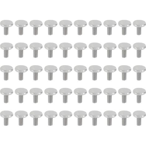 8-32x9mm Vis Moletée pour Luminaire, 50Pcs Boulons Plats Métal Fixations, Vis à Oreilles pour Éclairage, Meubles, Électronique et Mécanique, Ton Nickel 10mm (1/5)