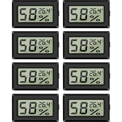 Lot de 8 mini-hygromètres et thermomètres, hygromètres numériques d'intérieur avec capteur de température pour serres, voitures, bureaux, Celsius (°C) (1/3)