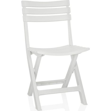 Chaise de jardin / chaise pliante TRAVANO plastique blanc hjh LIVING (1/5)
