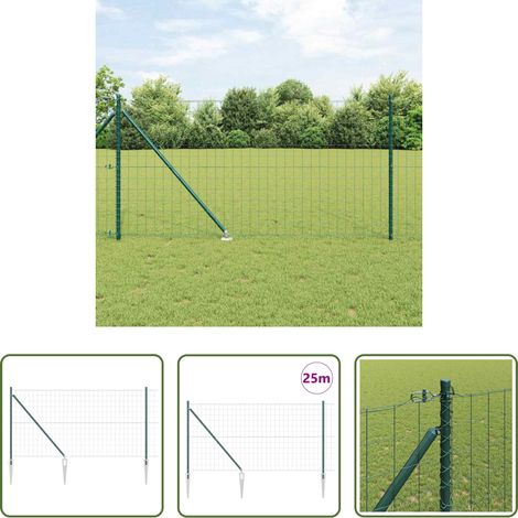 Terrassenzaun - Zaun mit Pfosten Grün 1,2 x 25 m Stahl und PVC (1/5)