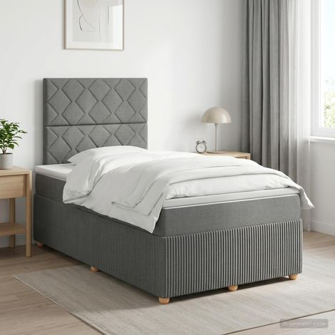 vidaXL Cama box spring con colchón Gris oscuro 120 x 190 cm Tela (1/5)