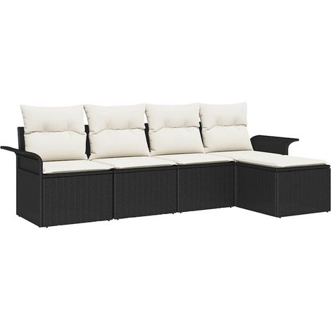 Maison Exclusive - Outdoor-Sofa mit Kissen 5 pcs Schwarz Poly-Rat