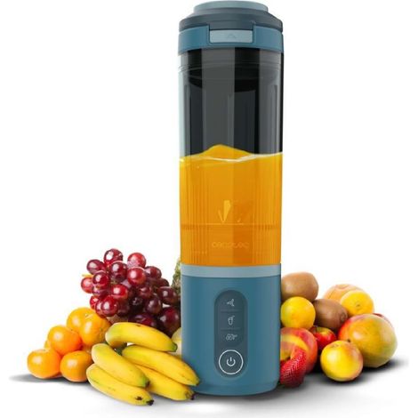 Cecotec Batidora de Vaso Individual Power Titanium Shake2Go Lagoon. 180W, Vaso Tritan 600ml Libre BPA, 3 Programas Automáticos