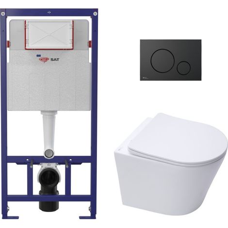 Swiss Aqua Technologies Pack WC Telaio ECO 2L SAT + WC sospeso SAT + Placca nera (STESTINWR02-IN)