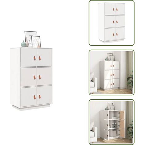 Credenza per soggiorno - vidaXL Credenza Bianca 67x40x108,5 cm in Legno Massello di Pino - Credenza per ufficio