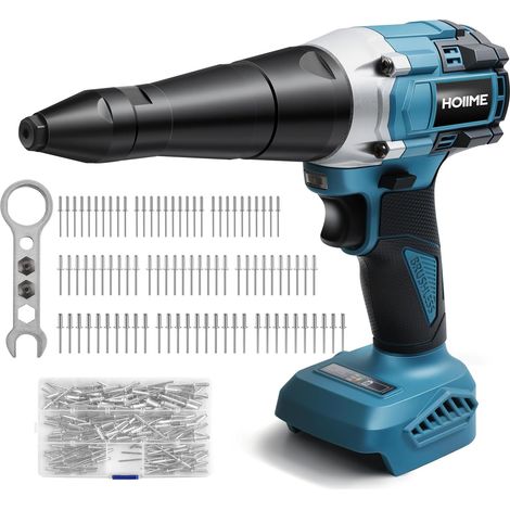 Cordless Rivet Gun for 18V Battery Cordless Rivet Gun 20000N Cordless Rivet Gun Brushless Automatic Electric Rivet Gun for 3 4 5mm Rivets with 150 Rivets (1/5)