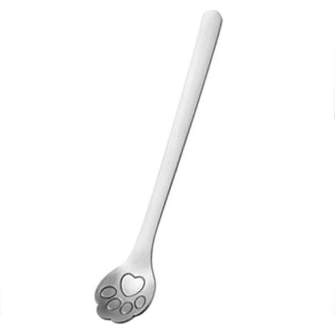 Cuillère à long manche en acier inoxydable, cuillères à thé créatives pour crème glacée, café, soupe, thé et cocktails UUOSilverCat Paw A (1/4)