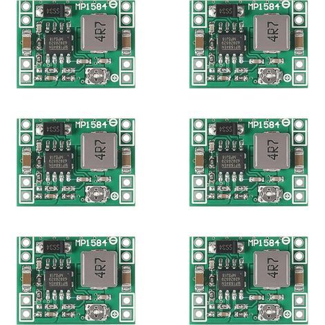 6 pezzi Convertitori DC-DC Step-Down MP1584EN, modulo step-down regolabile da 4,5-28 V a 0,8-20 V 3 A, per 24 V/12 V/9 V/5 V (1/5)