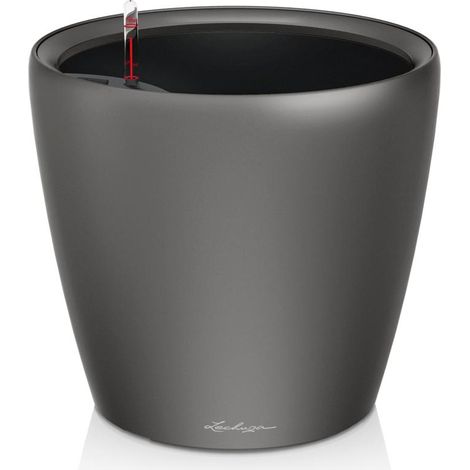 LECHUZA Maceta Classico Premium - Kit completo - Antracita metalizado - Ø 21 x H20 cm - 3 L de capacidad