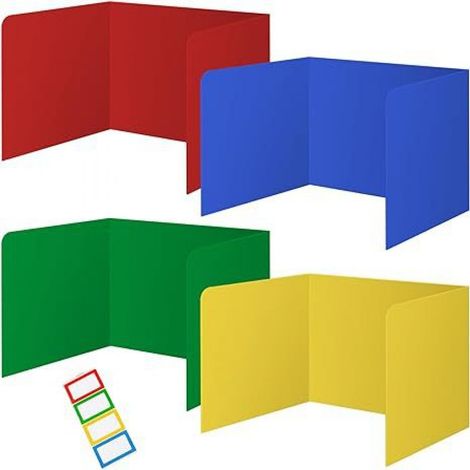 4 séparateurs de bureau, couleurs vives, pliables et portables, pour salles de classe, bibliothèques et espaces d'étude (1/5)