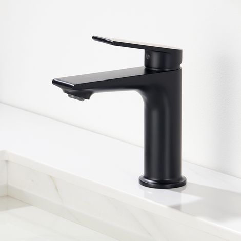 CECIPA MAX Grifo de baño, grifo de lavabo, grifo de baño con acabado negro mate, mezclador monomando de baño, negro S (1/5)