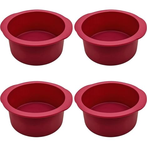 4 Stuks 12 X 12.5 X 5 cm Siliconen Taartvorm, Ronde Siliconen Vorm, Anti-Aanbak Siliconen Bakvormen, Kleine Bakvorm, Siliconen Cakevormen voor het Maken van Cakes, Cheesecakes, Pizza's en Brood