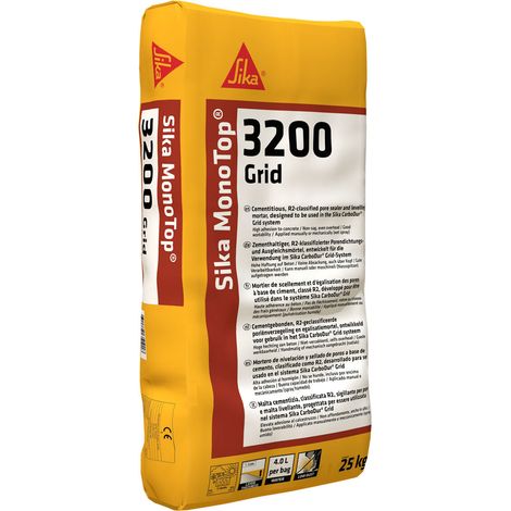 Sika MonoTop®-3200 Grid - Mortero de reparación R3 de capa fina - 25 kg - Saco - Gris hormigón