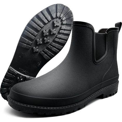 Bottes en Caoutchouc pour Homme - Imperméables à l'eau Courtes Bottes de Pluie Homme Bottes Caoutchouc Antidérapantes Chaussures de Travail Chaussures de Jardin Botte Jardin (1/5)
