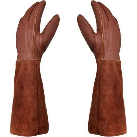Gants de jardinage unisexes - Paire de Gants de Jardinage - Protection Cuir - Gants de Jardinage pour les Épines et Ronces et Gants de Travail--Marron--M (1/5)