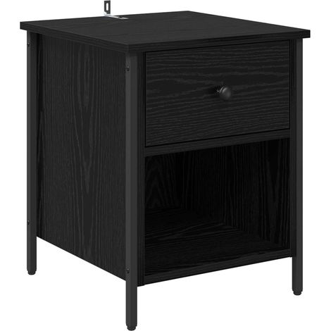 Maison Exclusive - Armadio da Notte Rovere Nero 40 x 42 x 50 cm Legno multistrato (1/5)