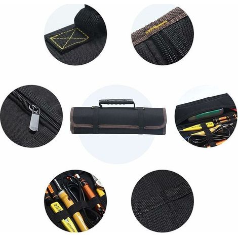 Portable 22 Poches Trousse à Outils Vide, Sacoches Porte-Outils, Organiseur à Outil, Sac/Etui/Pochette Toolkit Enroulable en Tissu Oxford 600D (sans outils) (1/4)