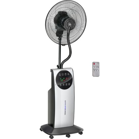 Ventilateur brumisateur 90 W avec 3 modes 3 vitesses, télécommande, minuterie 12H, oscillation à 70°, gris et noir (1/5)