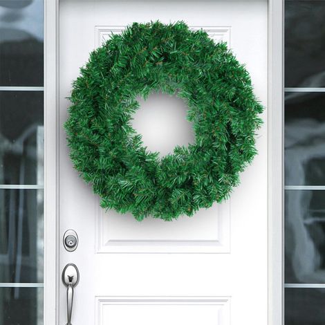Guirlande De Noël En PVC - Couronne Artificielle De Pin De 45 Cm - Pour Porte Fenêtre Mur Intérieur Extérieur - 1 Pièce (1/5)