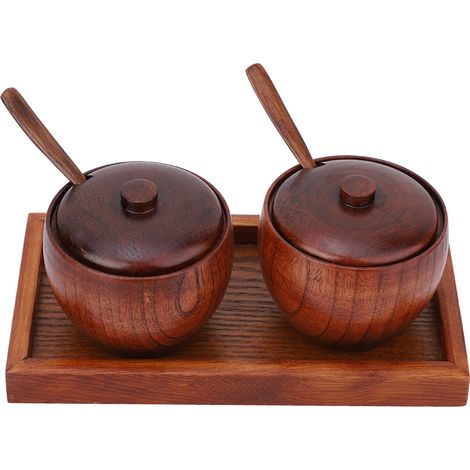 Ensemble de 2 boîtes de rangement en bois pour épices et condiments, idéales pour la cuisine. (1/5)
