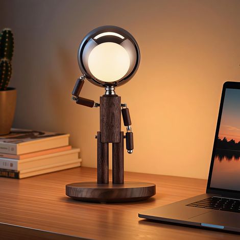 Wireless Table Lamp, Rechargeable Wooden Table Lamp with Touch Control and Adjustable Brightness, Decorative Wireless Bedside Lamp for Bedroom, Home Decor (1/5)