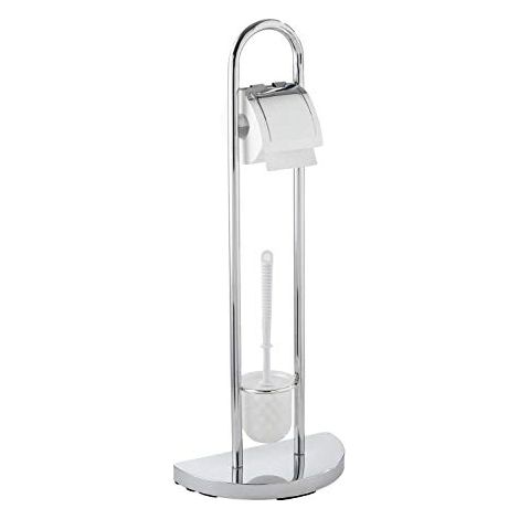 WENKO Servitore WC 2in1 Spazzola WC e portarotolo carta igienica, esclusivo Cosenza, cromato, 33x84x18 cm, lucido