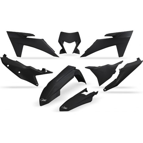 KIT DI PLASTICA UFO PER KTM EXC 150 / 250 / 300 TBI '24-'25, EXC-F 250 / 350 / 450 / 500 '24-'25 NERO