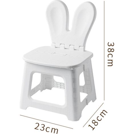 Tabouret pliant léger et portable, marchepied blanc à motif lapin, avec poignée de transport pour enfants, taille M. (1/5)