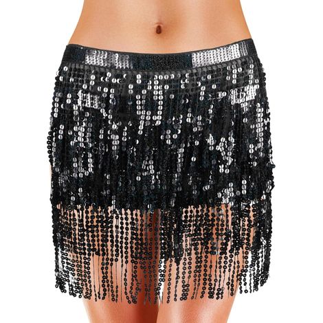 Falda de lentejuelas para fiestas rave, falda de danza del vientre con cinturón, falda de lentejuelas con borlas para mujeres y niñas.