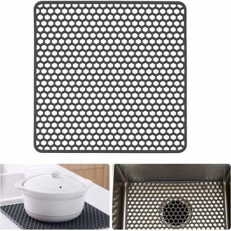 Tapis d'évier en silicone Grille de cuisine pour éviers de ferme en acier inoxydable ou en porcelaine 34 cm x 34 cm (1/5)