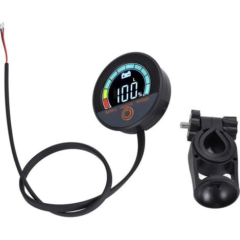 Voltmètre-capteur de batterie avec écran LCD couleur et fixation sur guidon - 8-100 V CC (1/5)