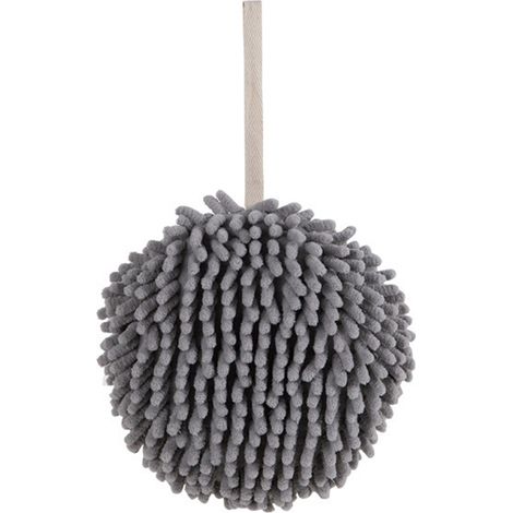 Chenille Hand Towel Ball - Microfiber - Hanging Rope Design - For Kitchen Bathroom - 3 Pack (1/5)
