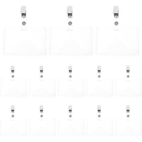 Porta badge con clip, custodia in plastica trasparente impermeabile, 50 set Formato orizzontale, chiusura in ferro, per ufficio e fabbrica, leggero, confezione da 50 pezzi (1/5)