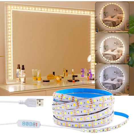 Lampe LED miroir 400 cm, lumière de maquillage, 3 couleurs, 9 niveaux d'intensité avec variateur tactile, flexible pour intérieur, cuisine, chambre, maison, éclairage décoratif (1/5)