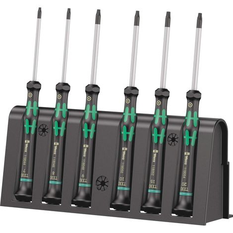 Wera, 2067/6 Assortimento di giraviti TORX BO per l'elettronica + rack, 6 pezzi