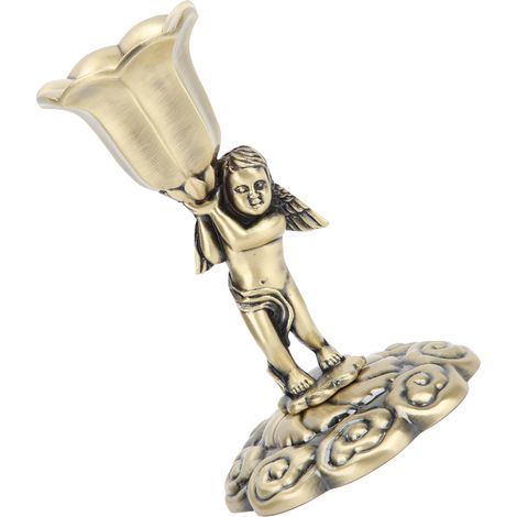 Paire de bougeoirs en bronze, motif ange romantique, cadeaux pour anniversaires, Noël, Halloween (1/5)